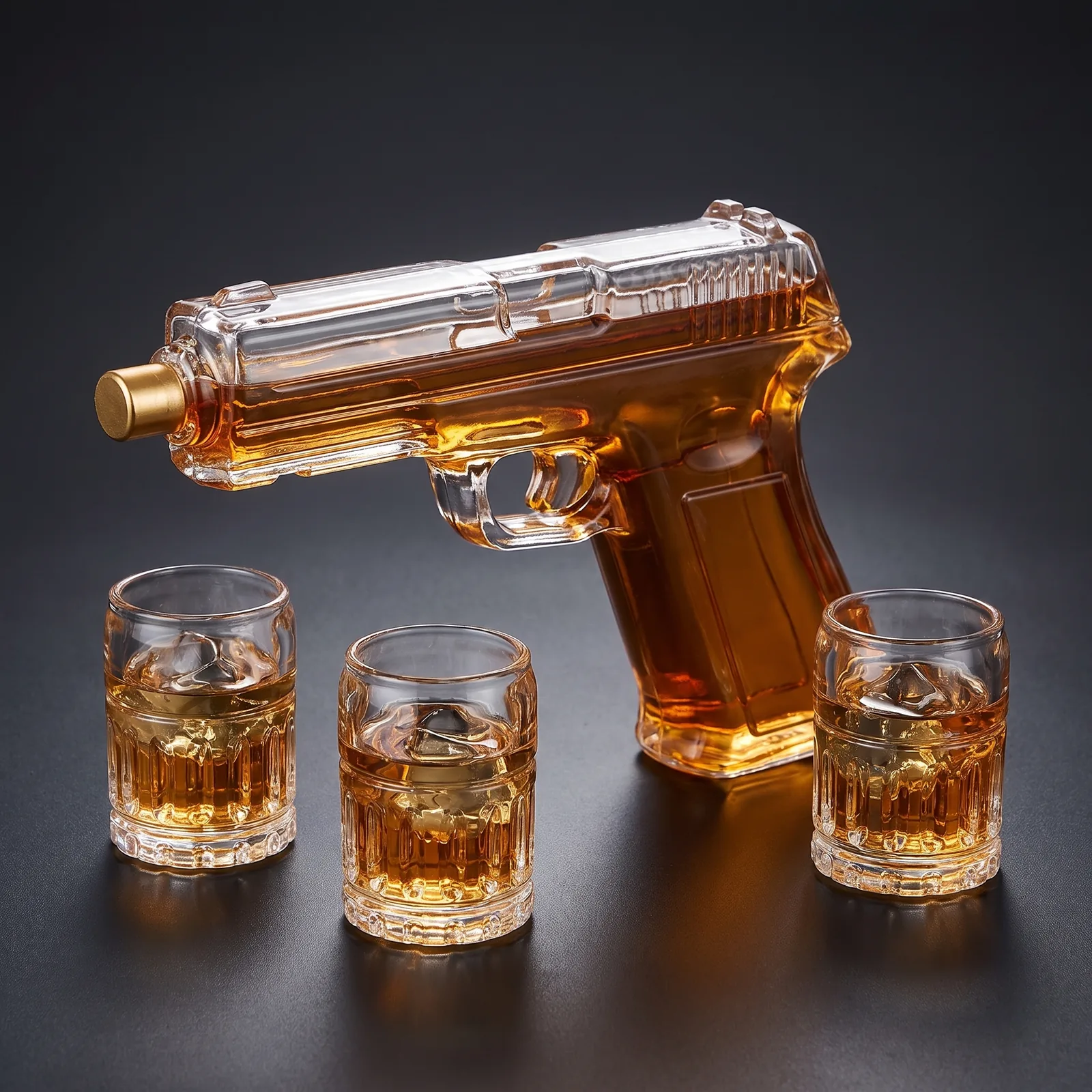 Pistol Decanter with 2 Shot Glasses