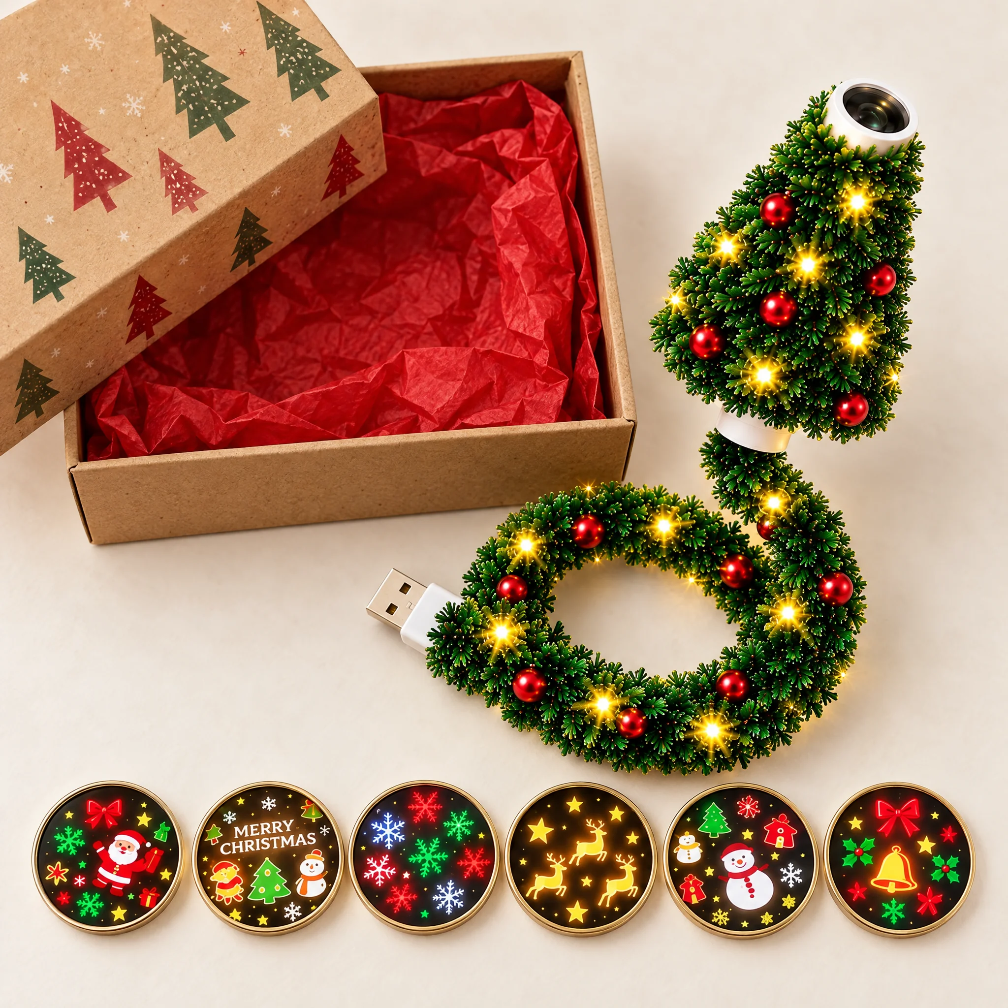 Christmas Tree Projector gift box with lamp and six scene discs