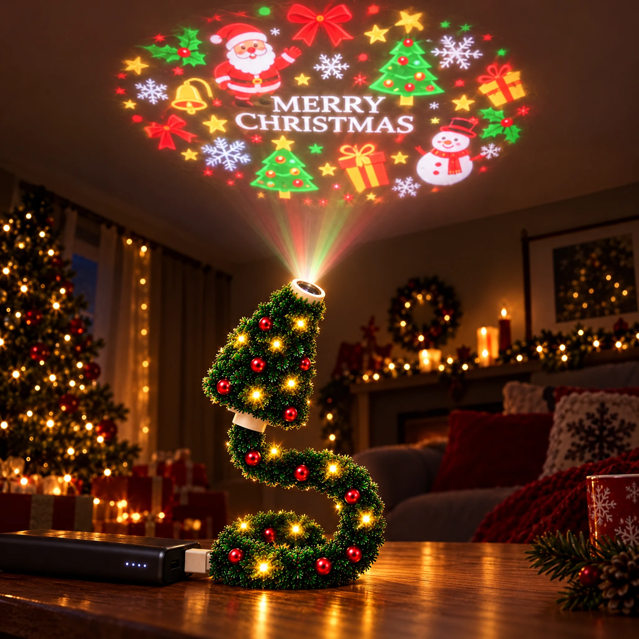 Merry Christmas projection scene