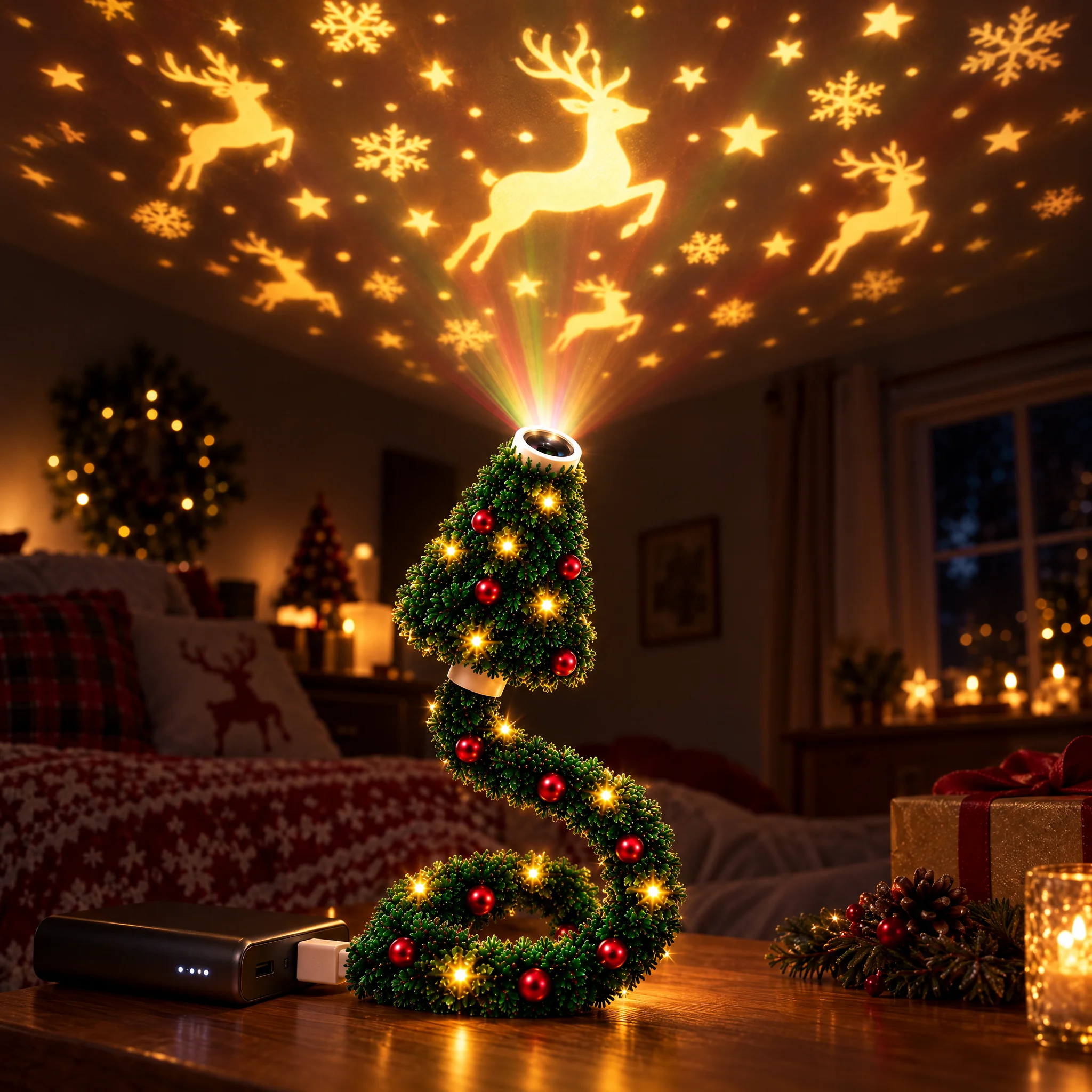 Reindeer projection scene