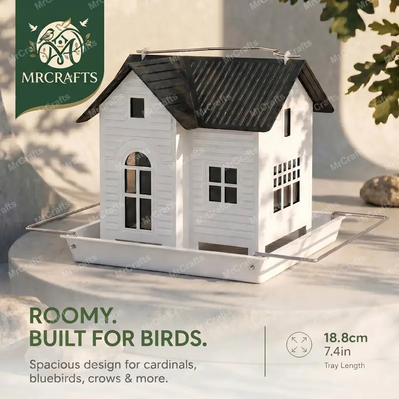 Hanging metal bird feeder with compartments