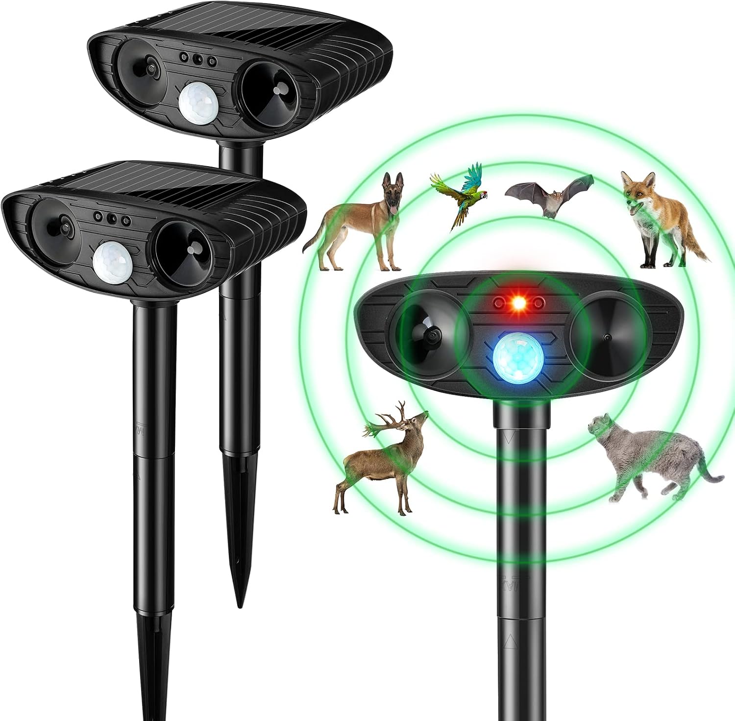 Animal repellent devices front view