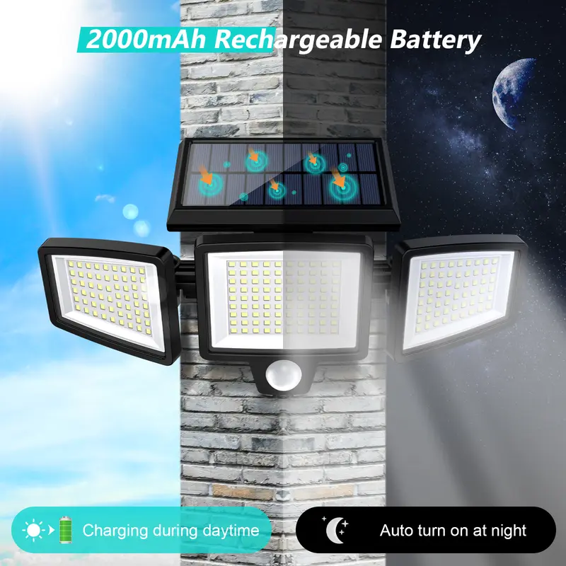 Three-head solar spotlight angle
