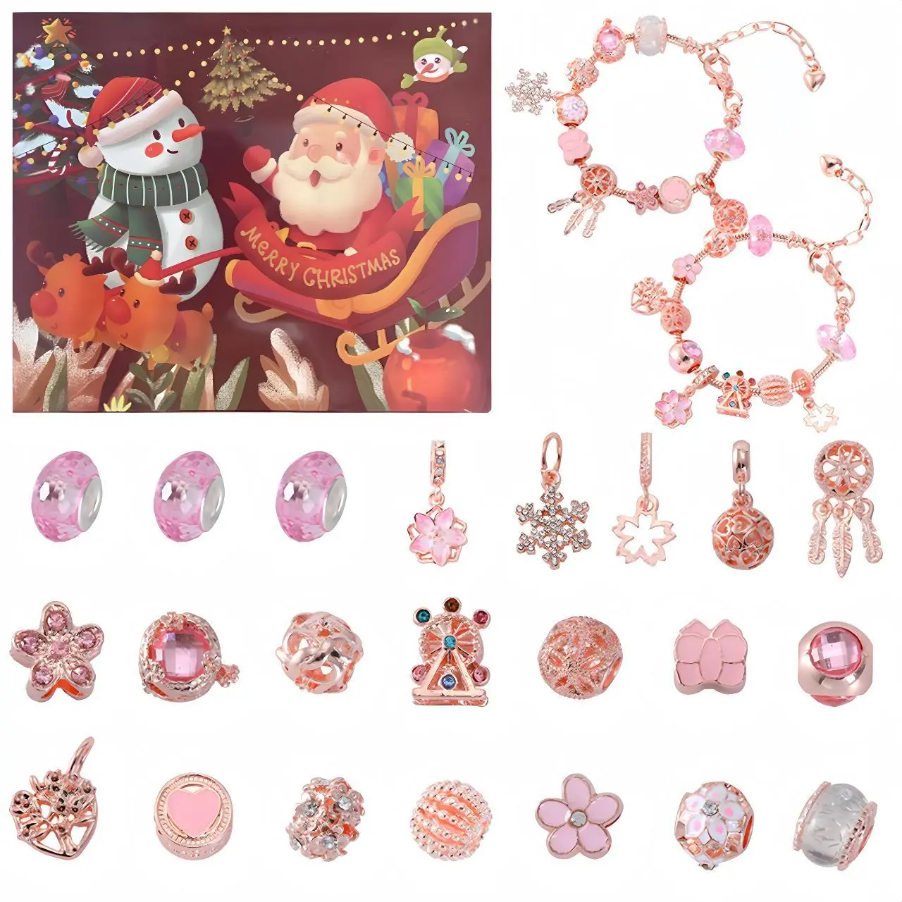 Festive bracelet charms display