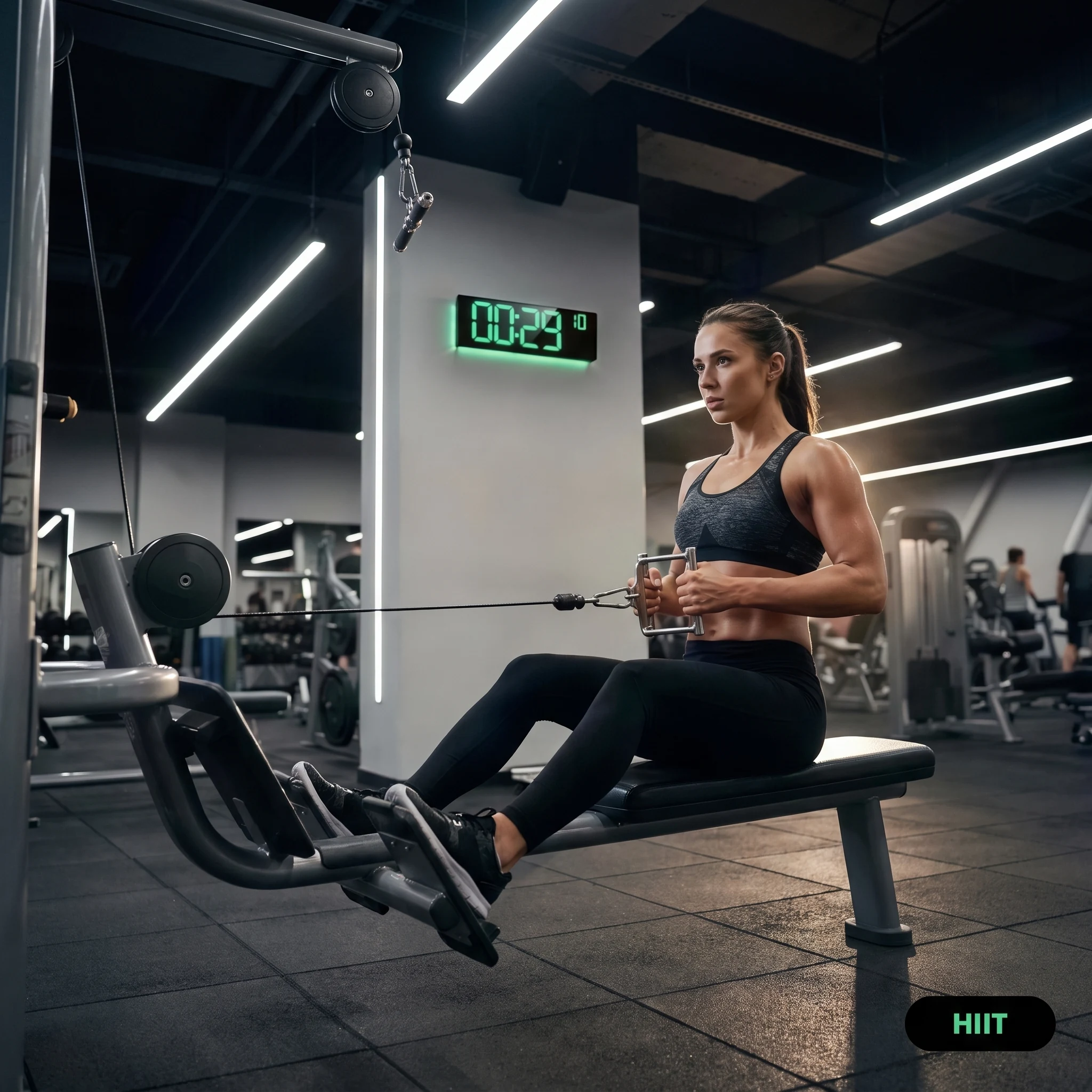 Interval timer running on the clock in a home gym