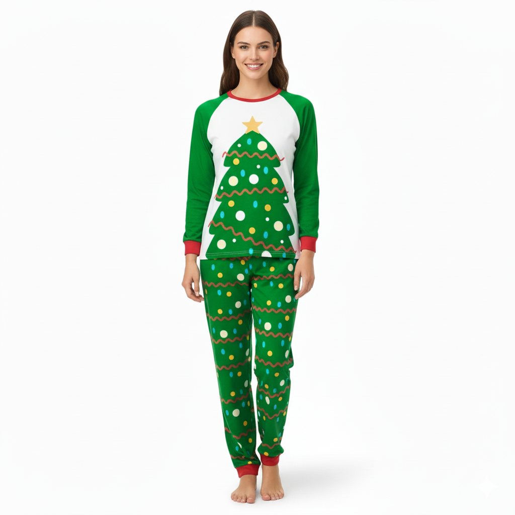 Christmas tree family pajama set thumbnail 1