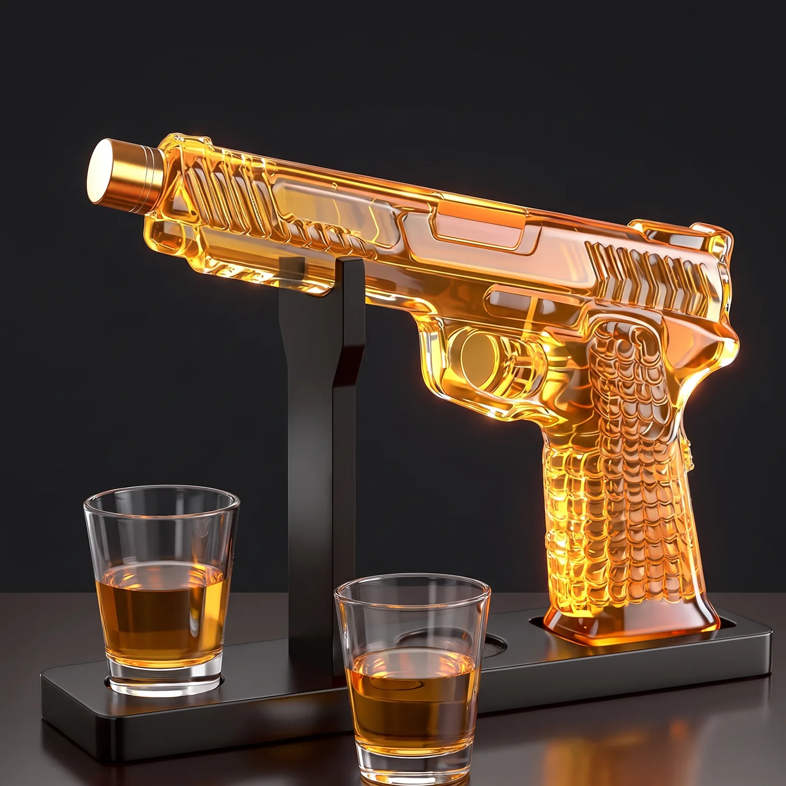 Gun Decanter with 2 Shot Glasses
