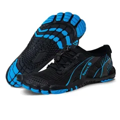 Black and blue water shoe studio view