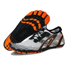 White and orange water shoe studio view