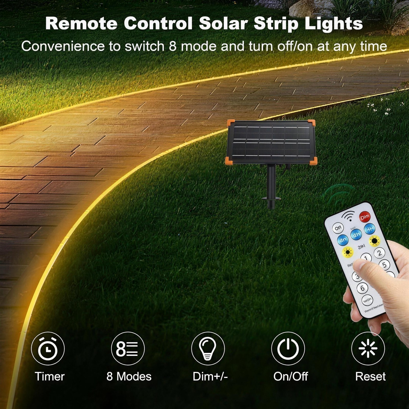 The remote control and its timer, mode, dimming, on-off and reset functions
