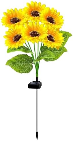 Sunflower lights along a pathway