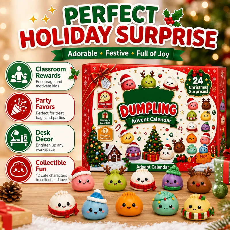 Dumpling squishies lined up as classroom rewards and party favours