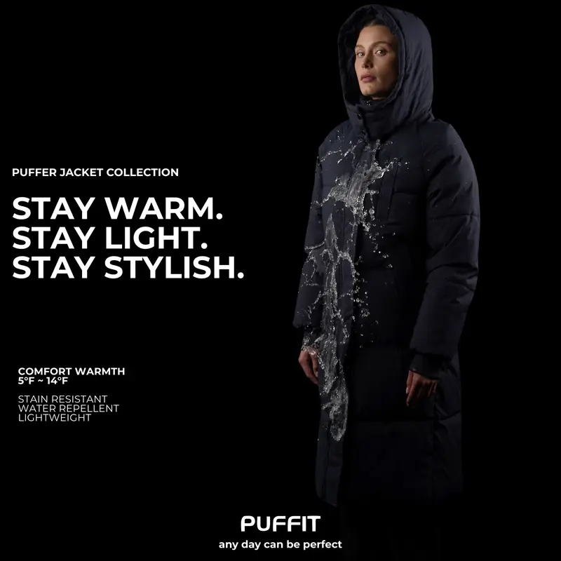 Puffer coat front view