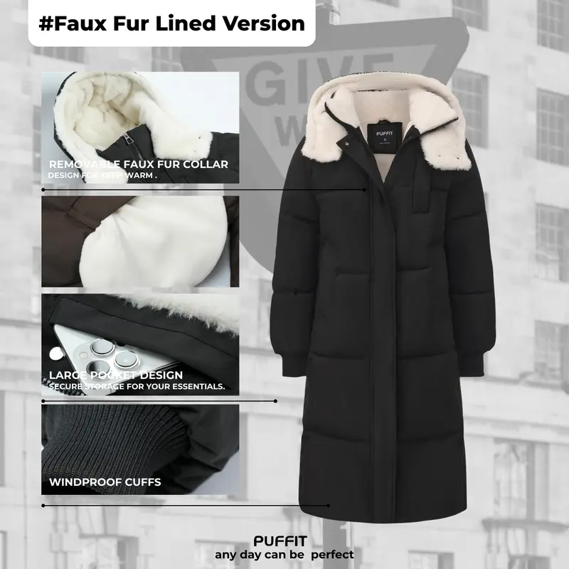PUFFIT long quilted puffer coat lifestyle view