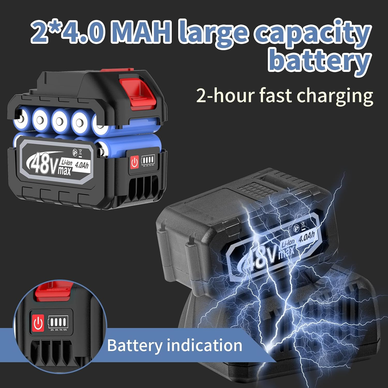 Madebut Cordless Impact Wrench, 3-Speed Electric Power Wrenches thumbnail 4