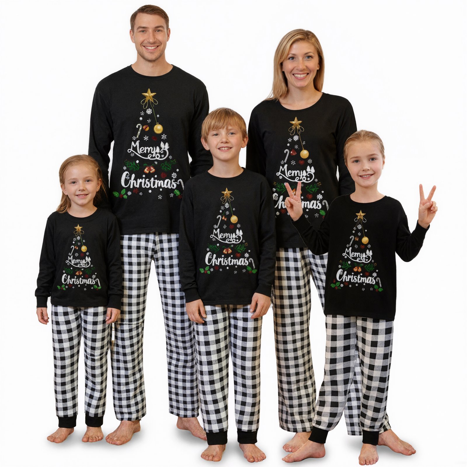 Family in the Black and White Christmas design