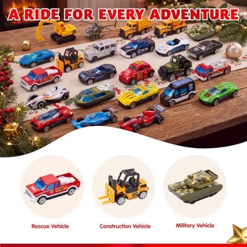 Assorted toy vehicles in advent set