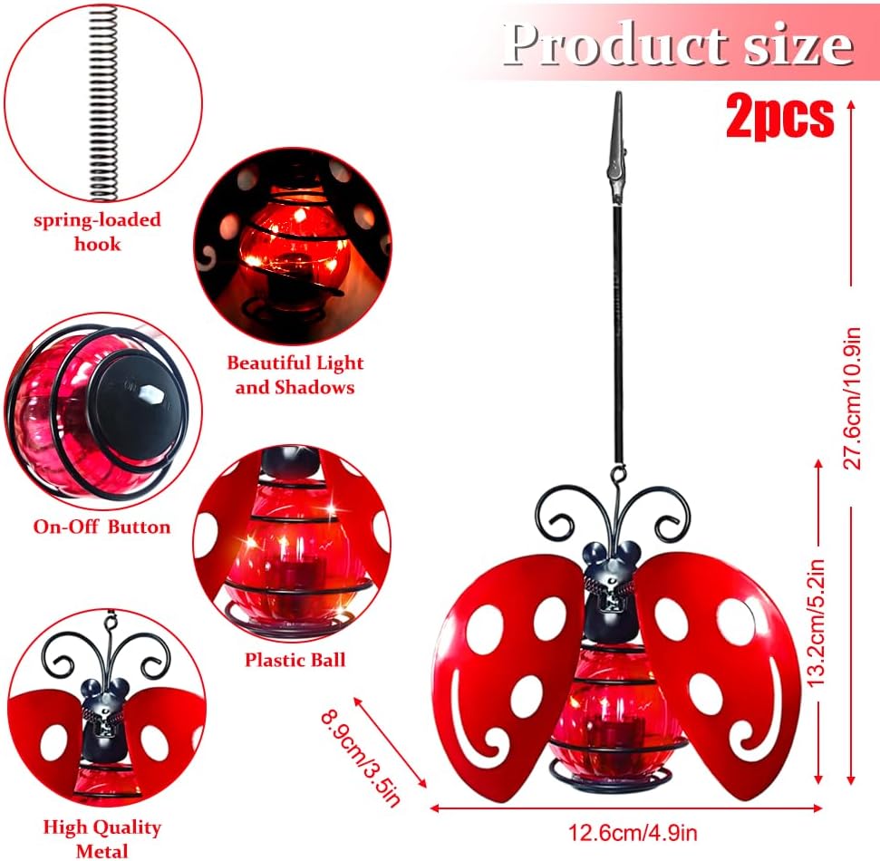 Solar beetle decoration hanging outdoors