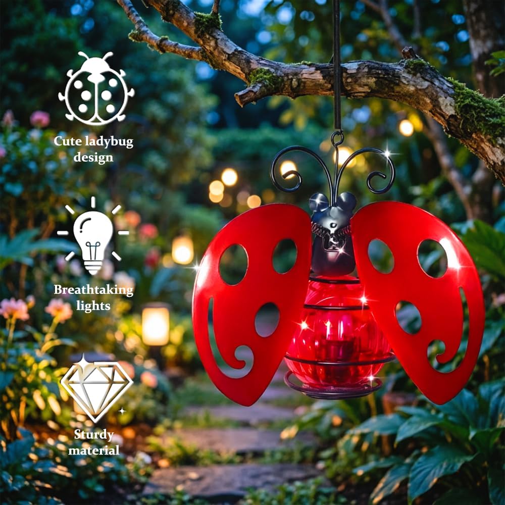 Beetle solar light with wings and spring mechanism
