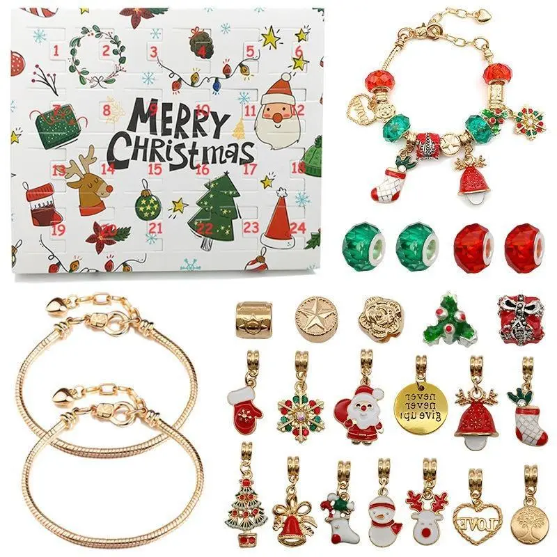 Christmas Advent Calendar Bracelets kit arranged for gifting