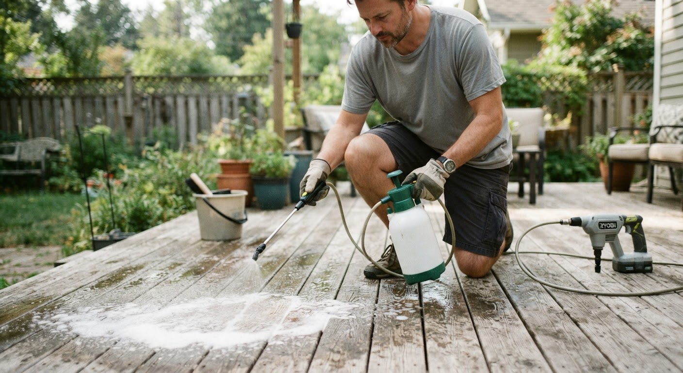 Step 2: Apply Wood Cleaner or Mild Soap Solution