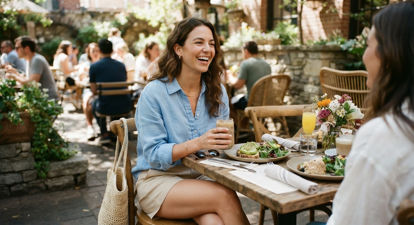 1. Weekend Brunch Casual with a Tucked Linen Shirt