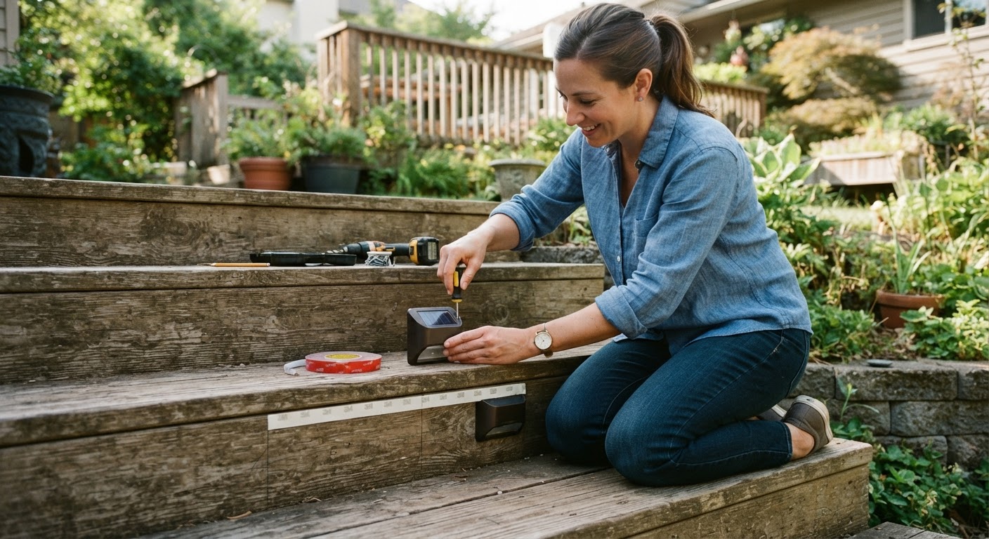 How to Install Solar Stair Lights Using Screws or 3M Adhesive