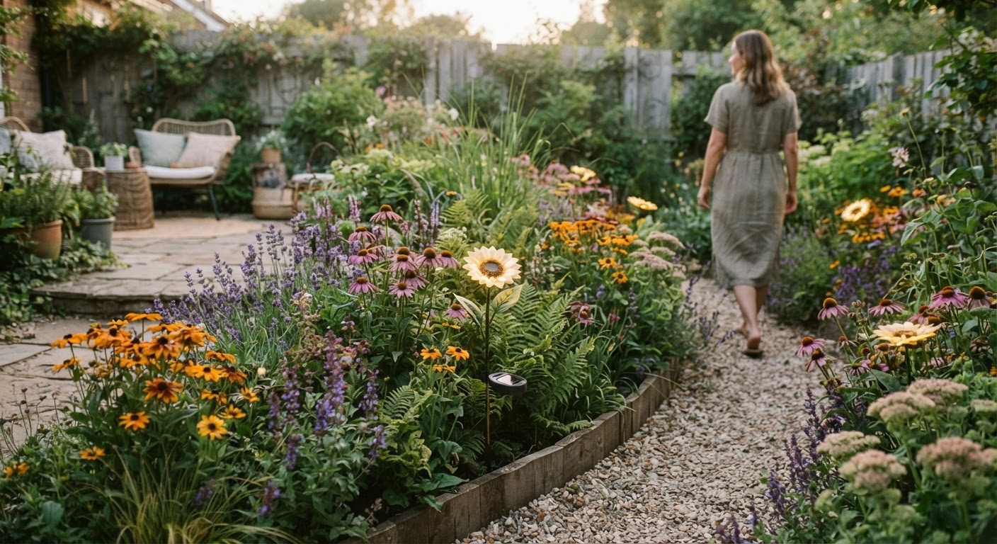 2. Highlight Flower Beds with Lifelike Floral Lights