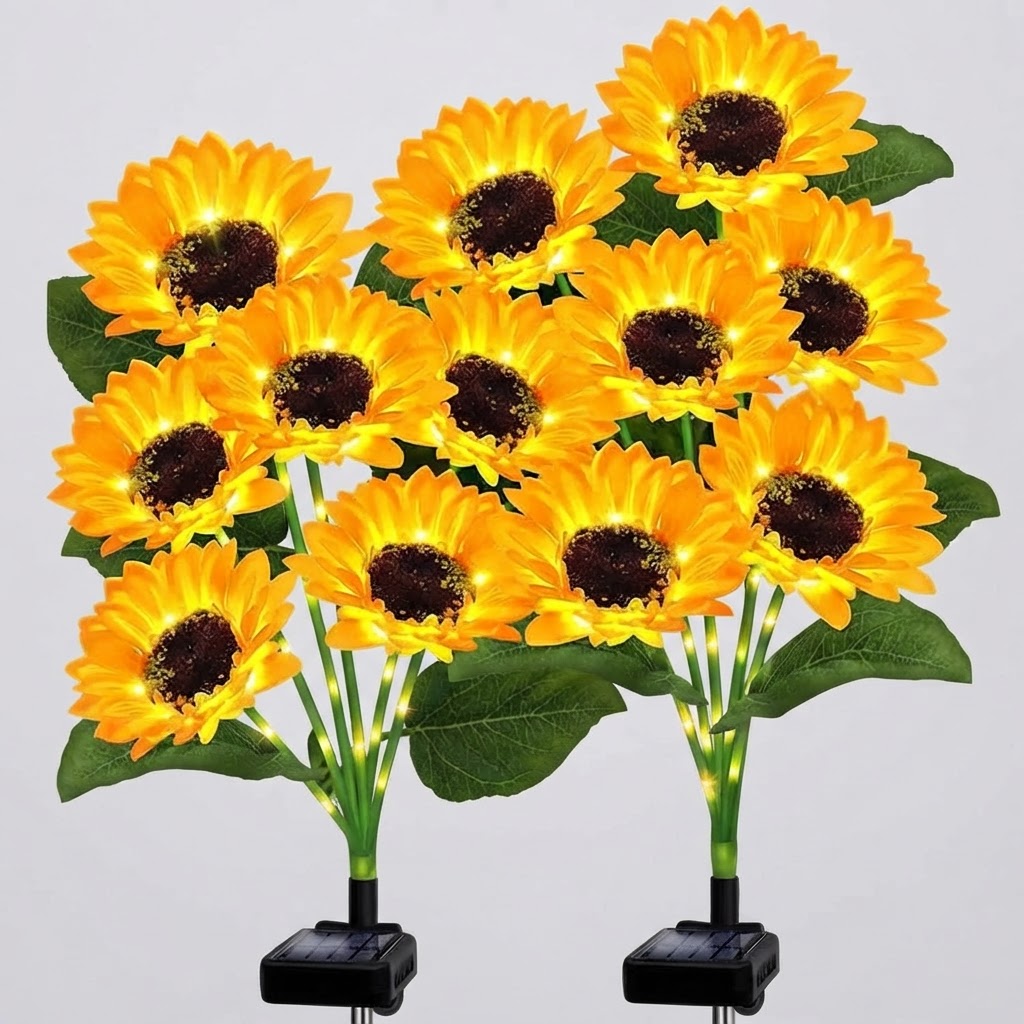 1. Lifelike Design with 12 Vibrant Sunflowers