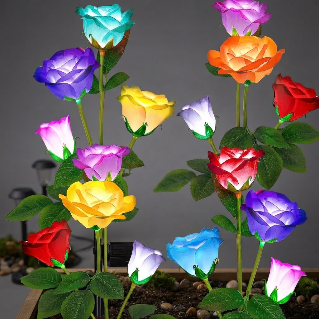 Solar Rose Lights vs. Traditional Wired Garden Lighting
