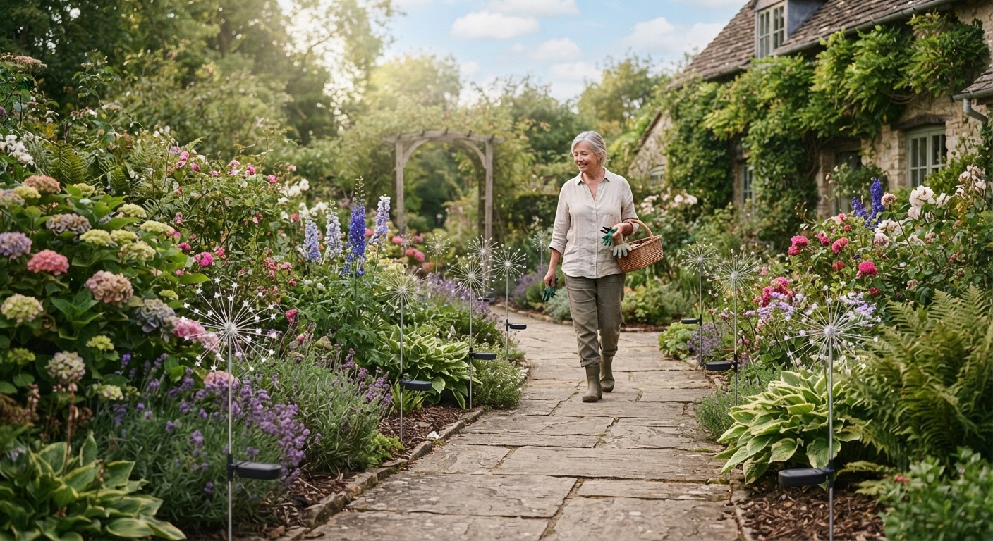 1. Frame Your Garden Pathways with Firework Stakes