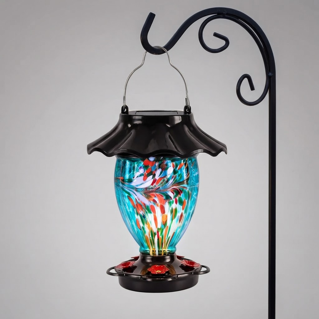 Key Features: Hand-Blown Glass and Solar RGB Illumination