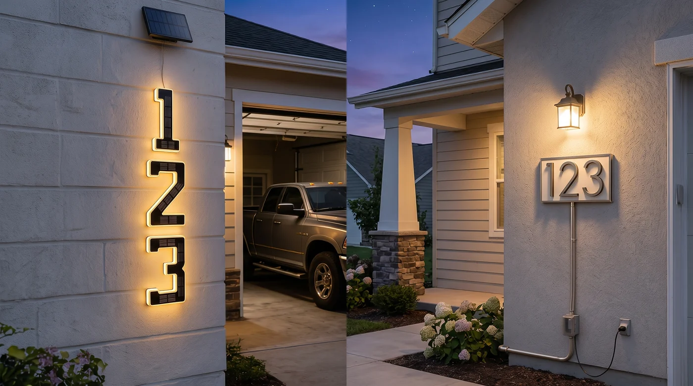 Solar vs. Hardwired Address Lighting