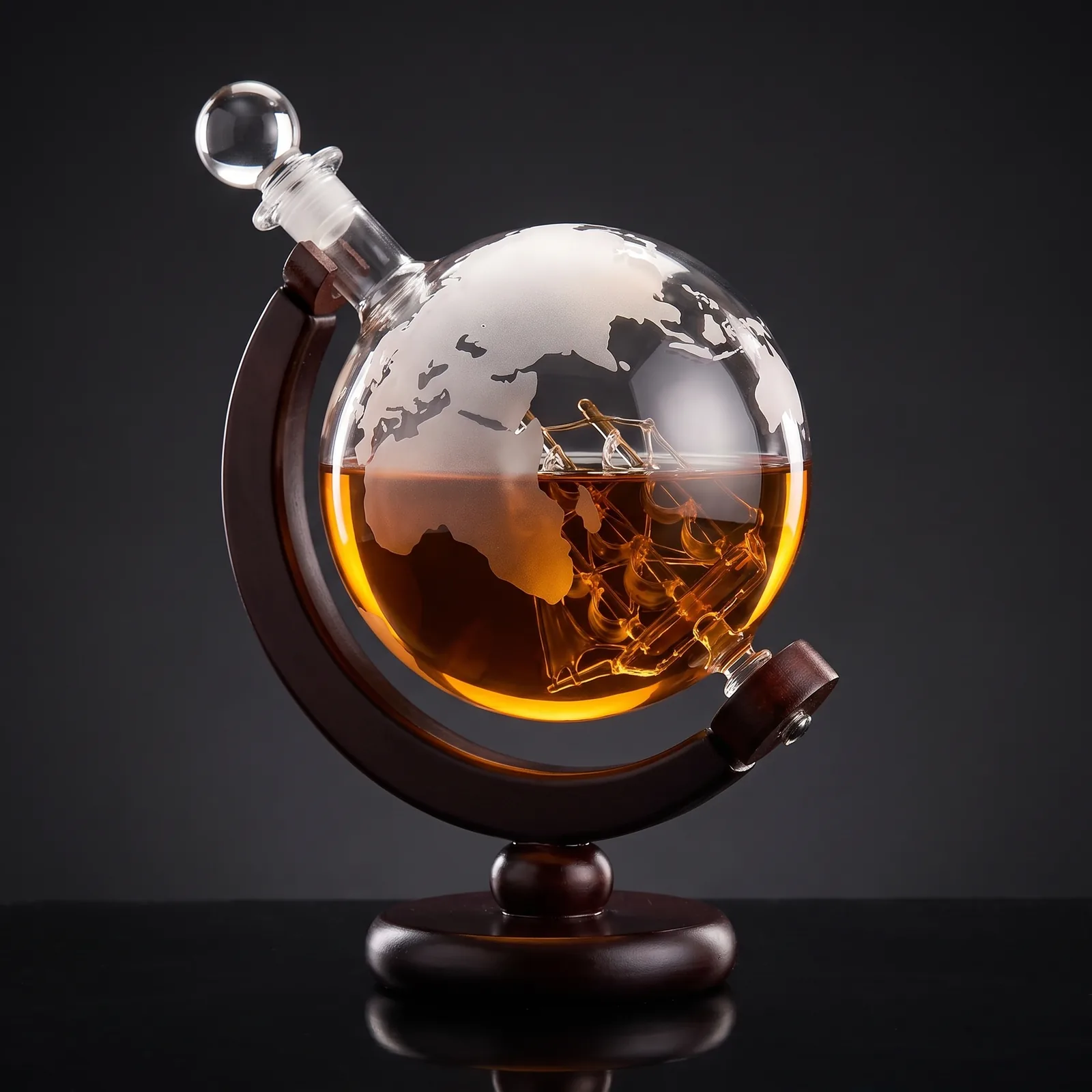 Crystal Globe Whiskey Decanter Set