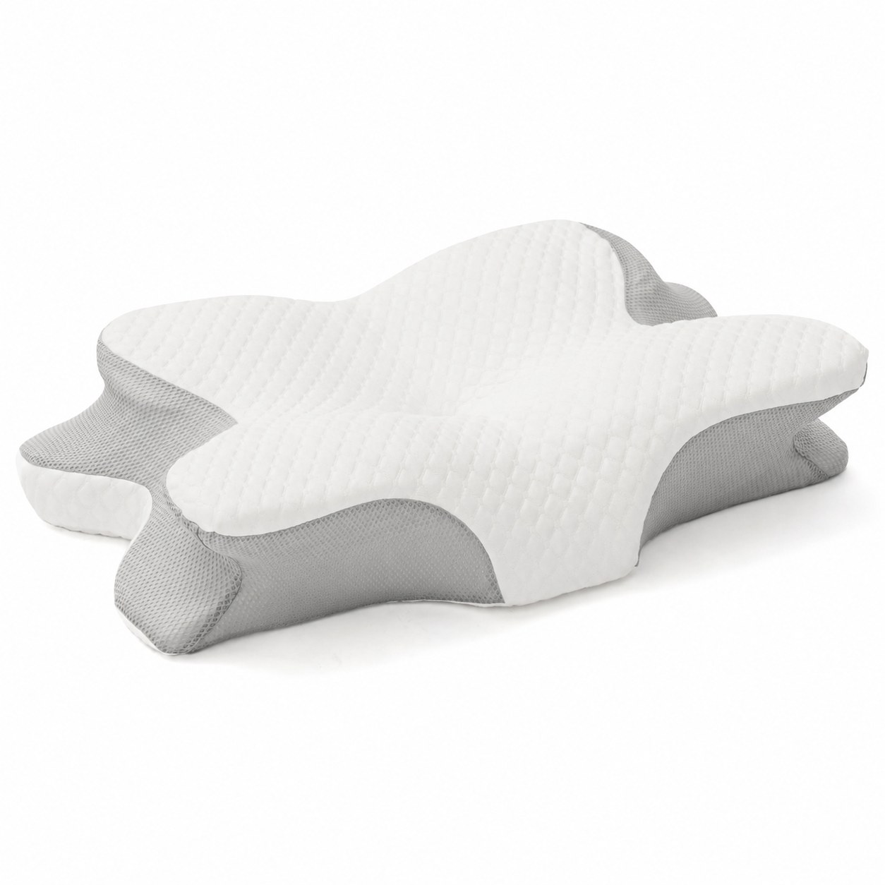 The contour memory foam pillow, white with grey sides