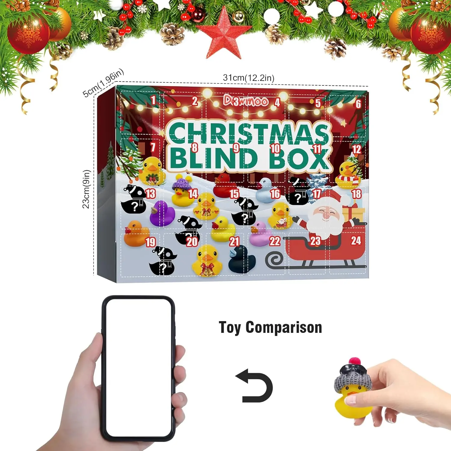 Open mini duck blind box with festive ducks