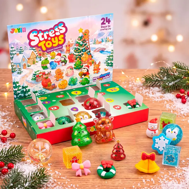 Kid friendly squishy toy advent set