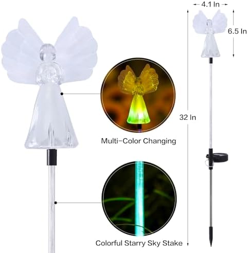 Color changing angel solar stake lights