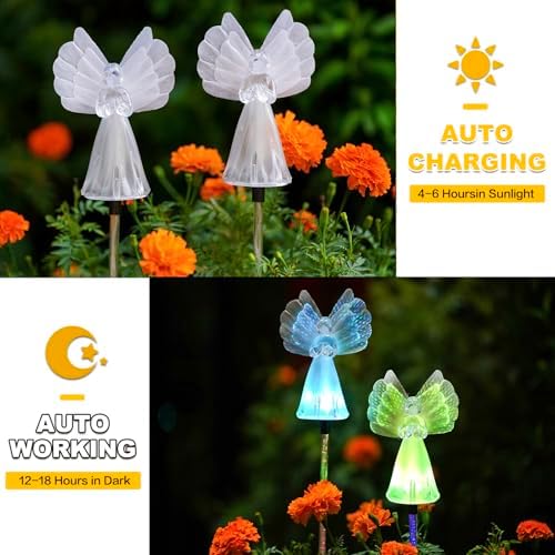 Solar garden light angel detail