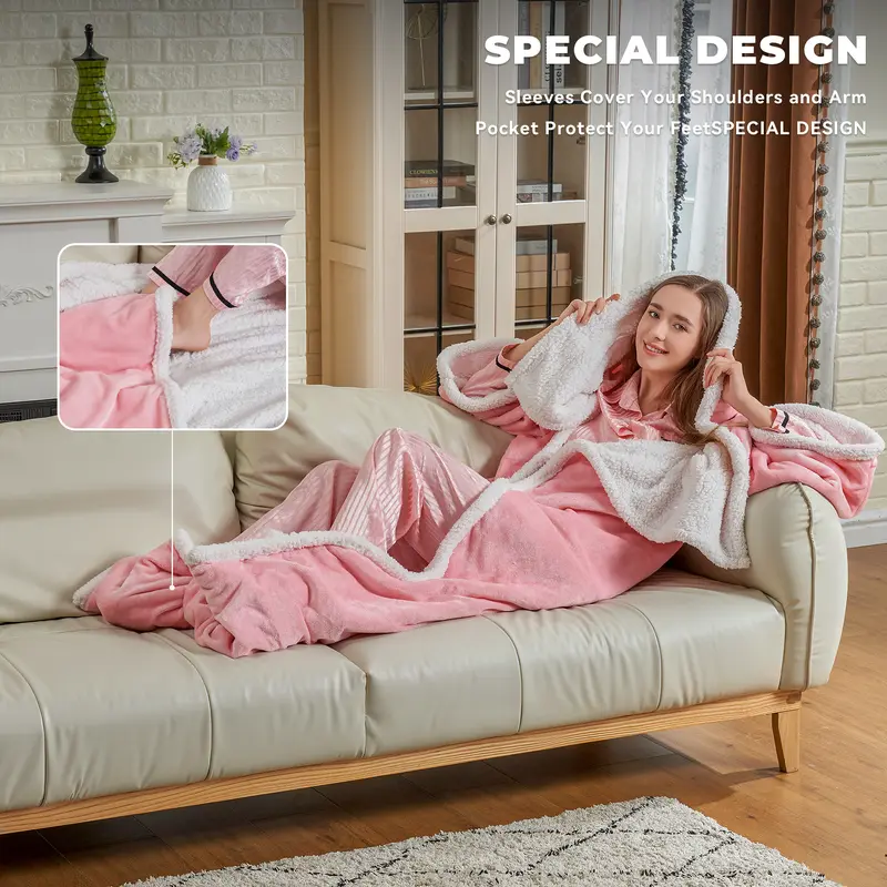 Blue wearable heated blanket