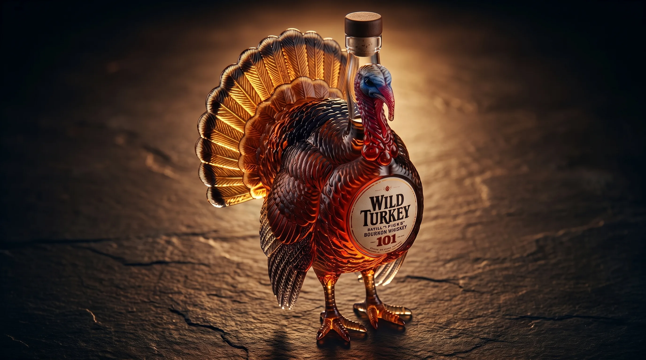 Backlit turkey-shaped glass decanter