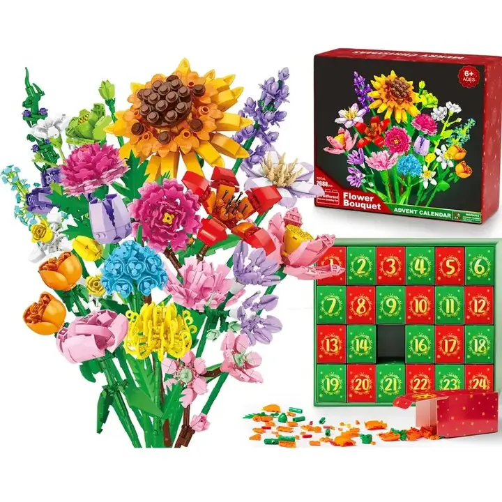Flower Bouquet Advent Calendar | 24 Brick Flowers, One a Day