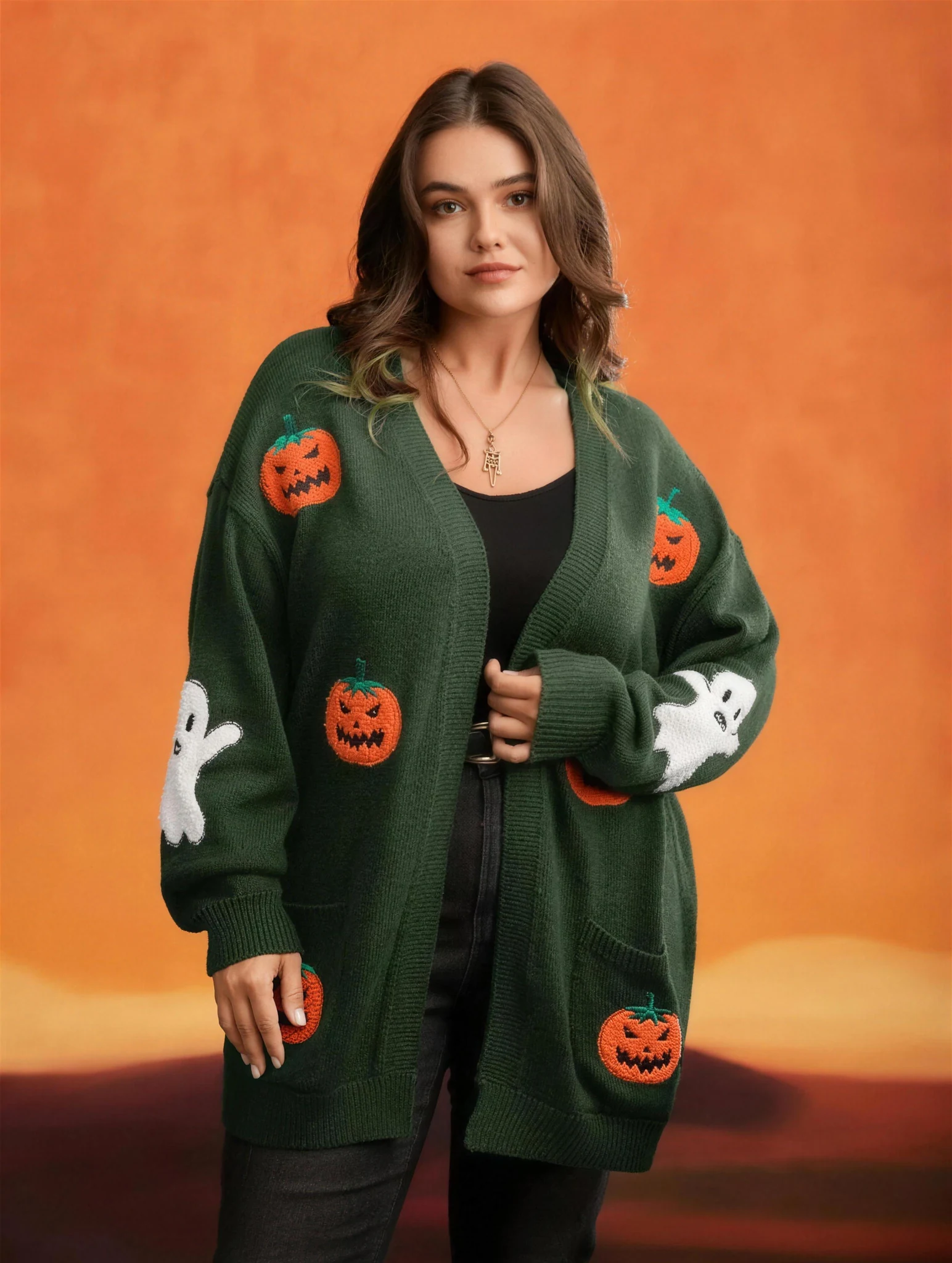 Pumpkin cardigan in army green