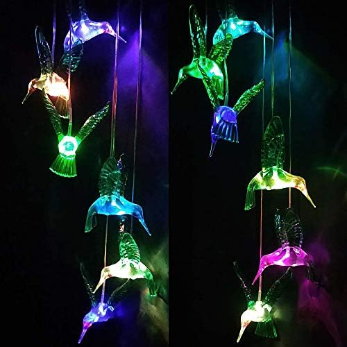 Hummingbird solar wind chimes main view