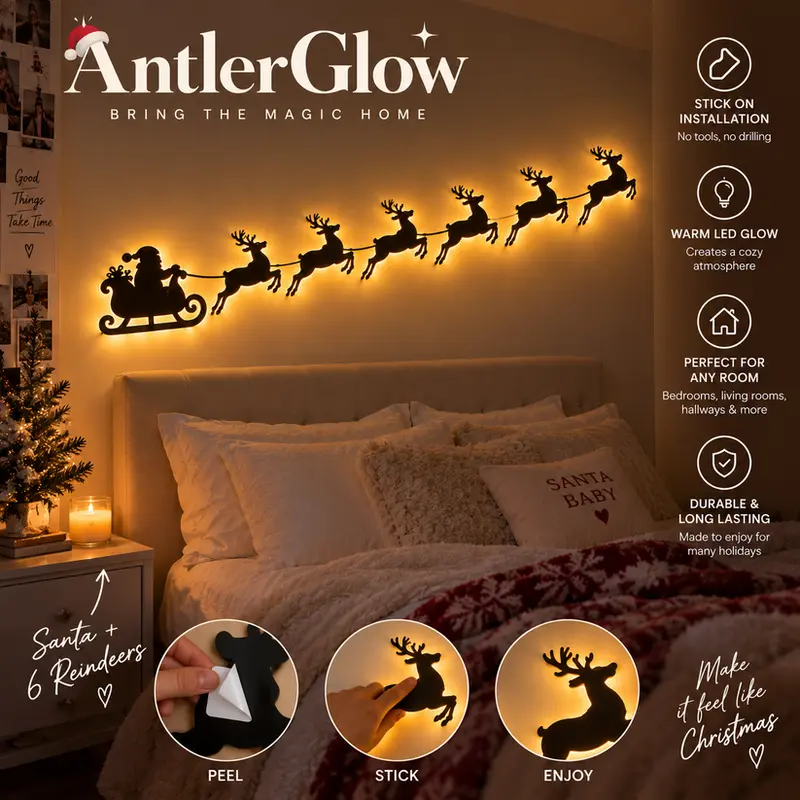 LED Santa sleigh wall decor thumbnail 2