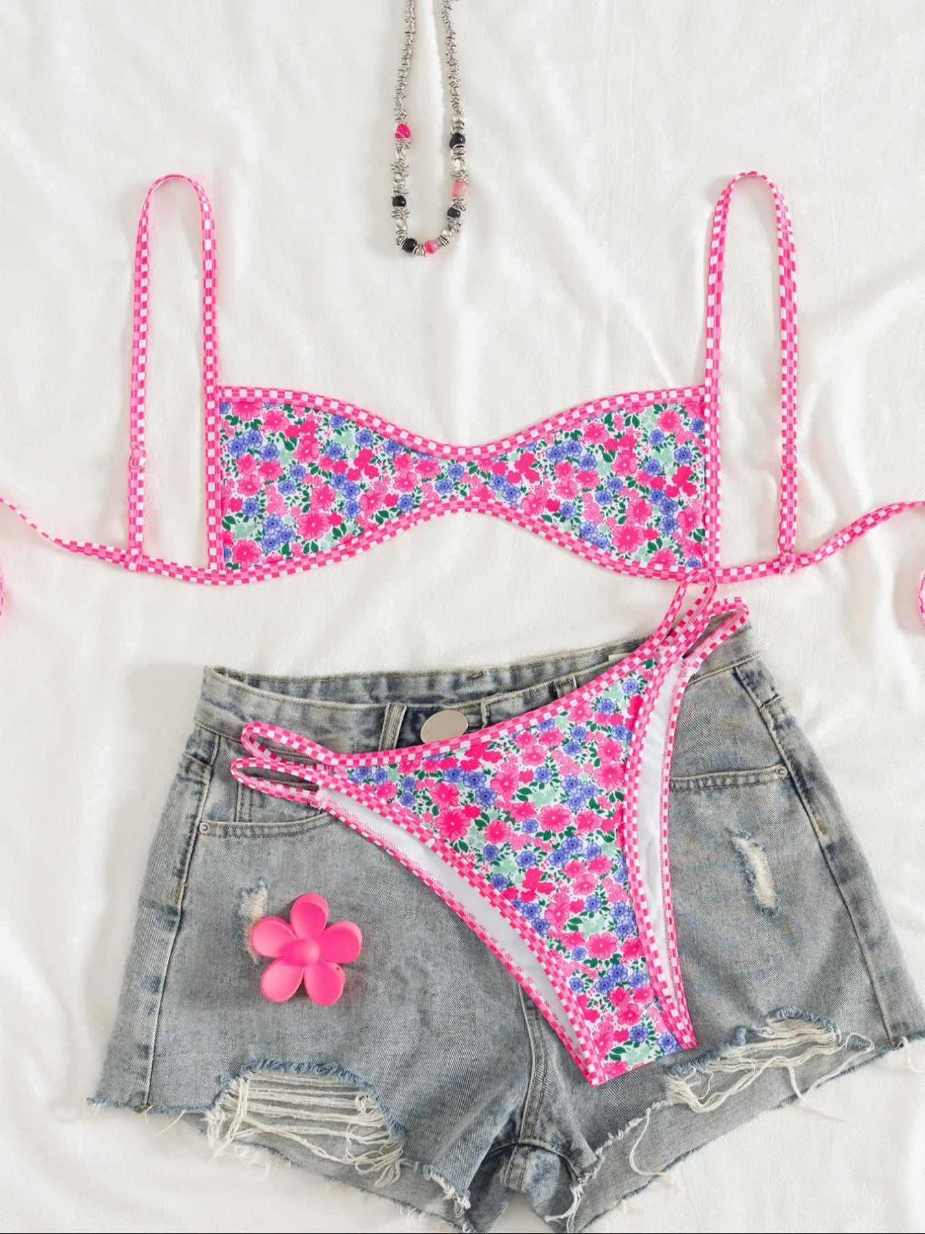 Blue floral bikini thumbnail
