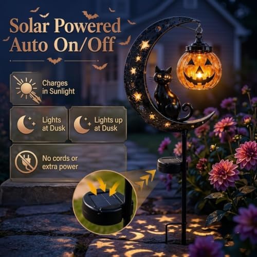 Halloween solar garden stake in outdoor yard decor