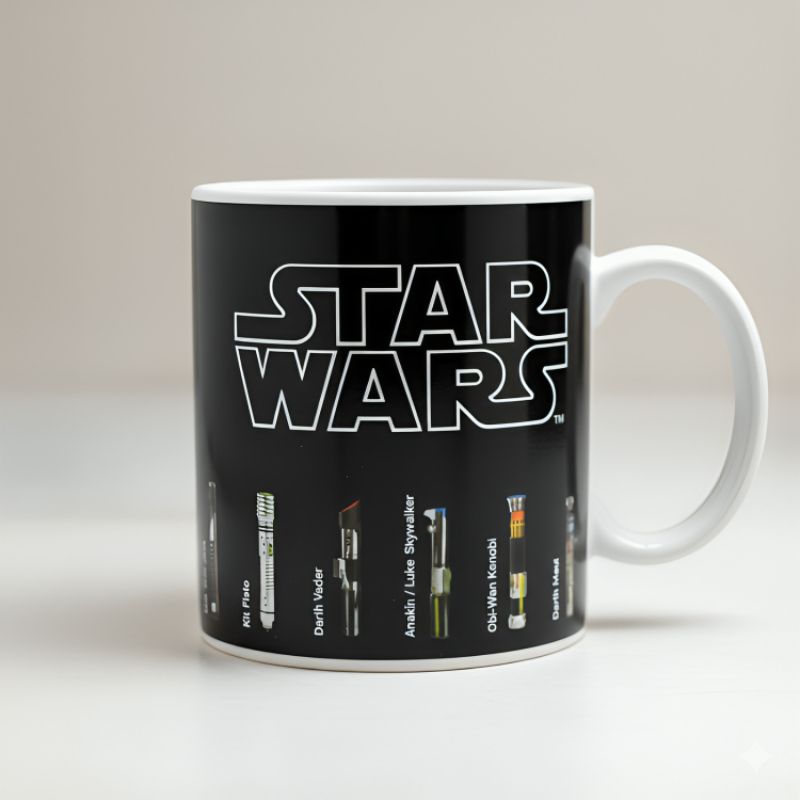 Star Wars Light Saber Mug showing lightsabers
