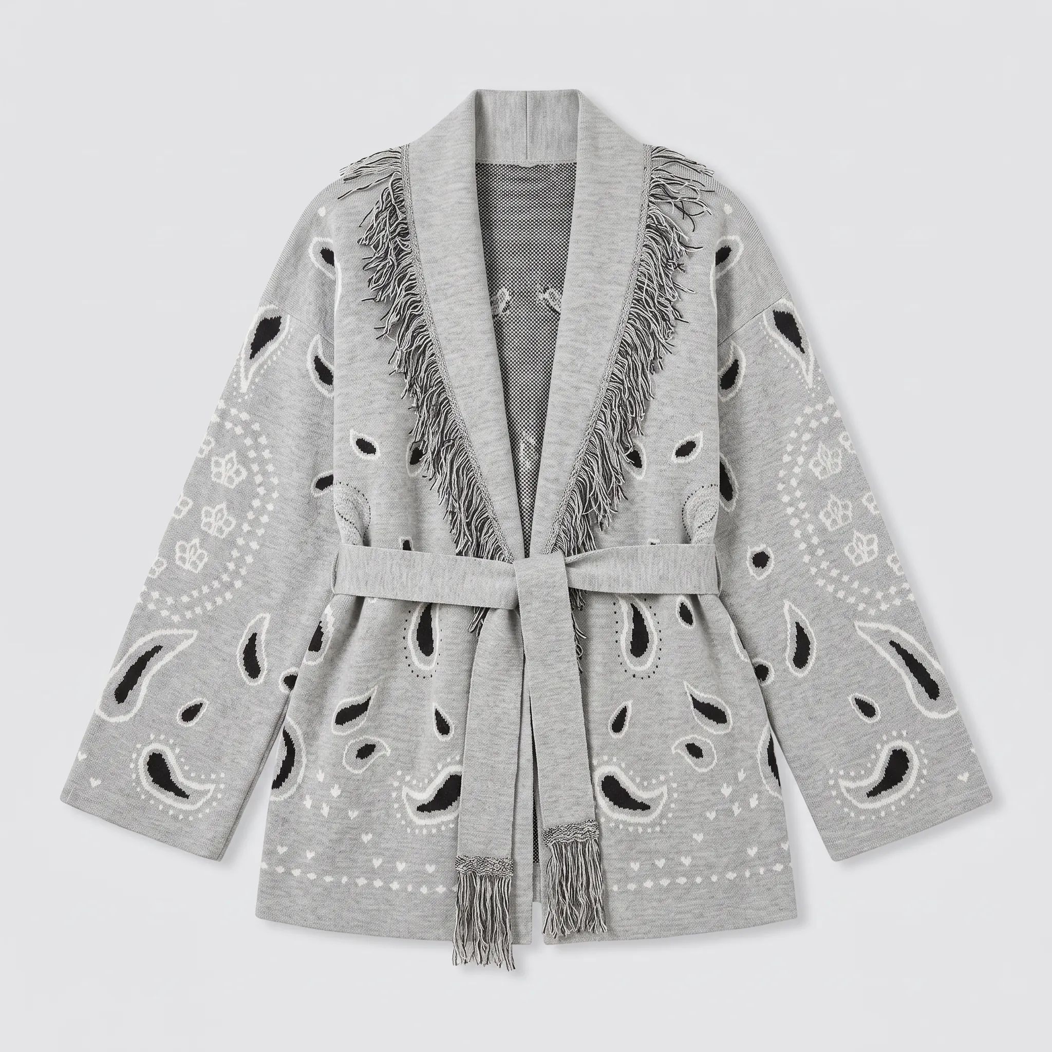The Grey bandana fringe wrap cardigan