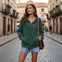 Vintage Design Half Zip Oversized Hoodie For Women thumbnail 1